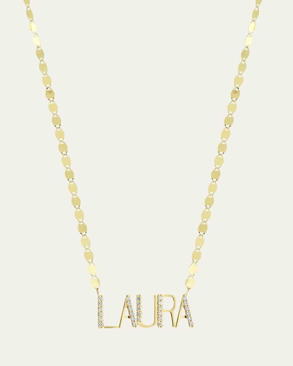 Gold Personalized Five-Letter Pendant Necklace w/ Diamonds